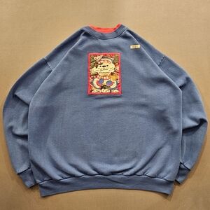 Vintage 90s MC Sportswear Embroidered Bear Sweatshirt Double Collar Grannycore